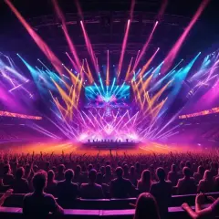 En mäktig konsert avicii arena med publiken i extas under ett hav av färgsprakande ljus.